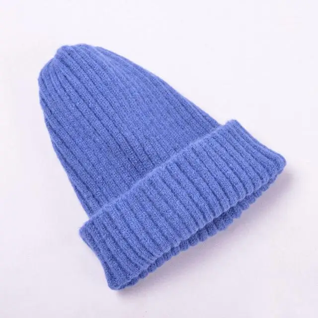 Зимняя женская шапка полосатая вязаная шапка-маска Хлопковые женские зимние шапки осенние женские шапочки теплые шапки - Цвет: blue