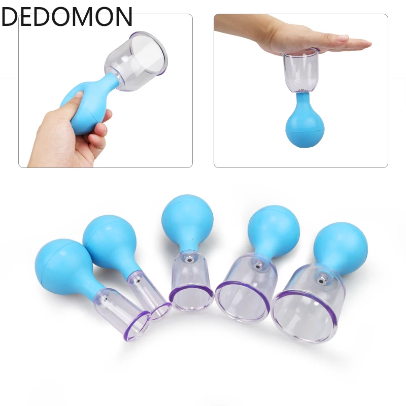 Blue Rubber Vacuum Cans For Massage PC Suction Cup Anti Cellulite Massager Therapy Kit Family Chinese Cupping | Красота и здоровье