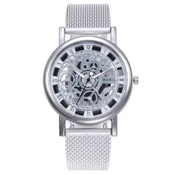 

Fashion Skeleton Wrist Watch Men Simple Style Mesh Belt Men Women Unisex Quartz Watches Hollow Watches