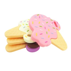 Mordedor de silicona para helado, juguetes masticables para dentición de bebé, sin BPA, de grado alimenticio, accesorios de cadena para chupete DIY