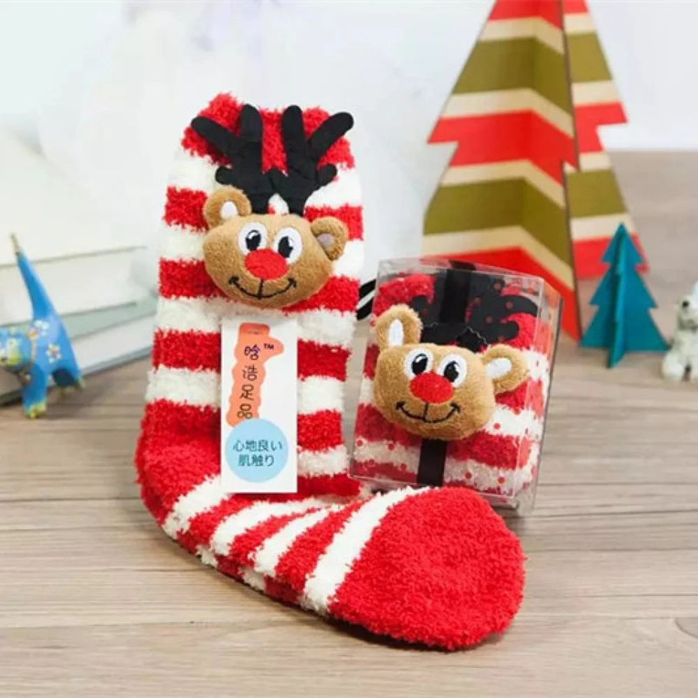 Home Women Girls Soft Bed Floor Socks Fluffy Warm Christmas Sock Cartoon Coral Velvet For Princess Holiday Birthday Gifts Vicky