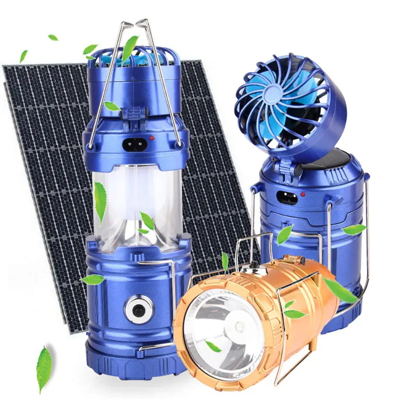 

HOT LED Solar Outdoor Camping Fishing Tent Lamp Portable Light Lantern Torch with Fan NDS