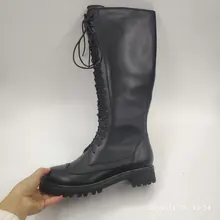 TXCNMB сапоги Для женщин сапоги до колена для Для женщин зимние сапоги из натуральной кожи, женская обувь на низком каблуке в римском стиле 42, 43