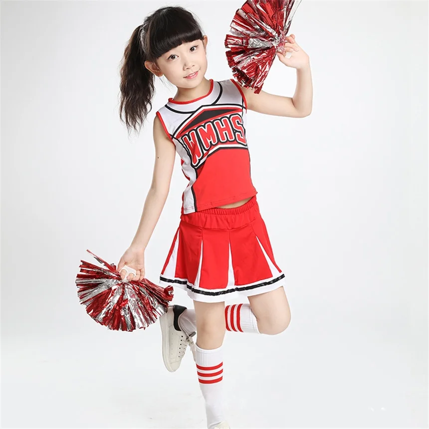 110-170cm Sleeveless Basketball Football Game Kids School Uniform Kids Boys Girls Skirt Dance Cheerleader Costumes