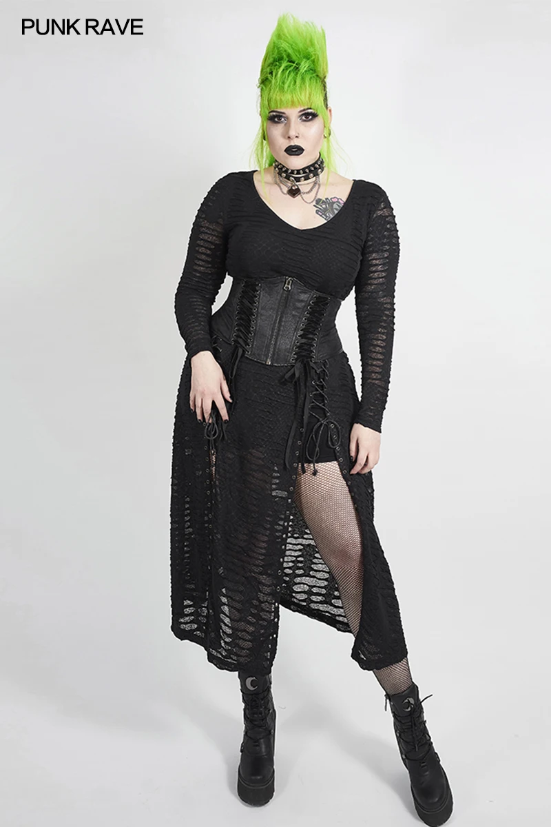 Punk Rave Dark Snake Scale Black Flower 