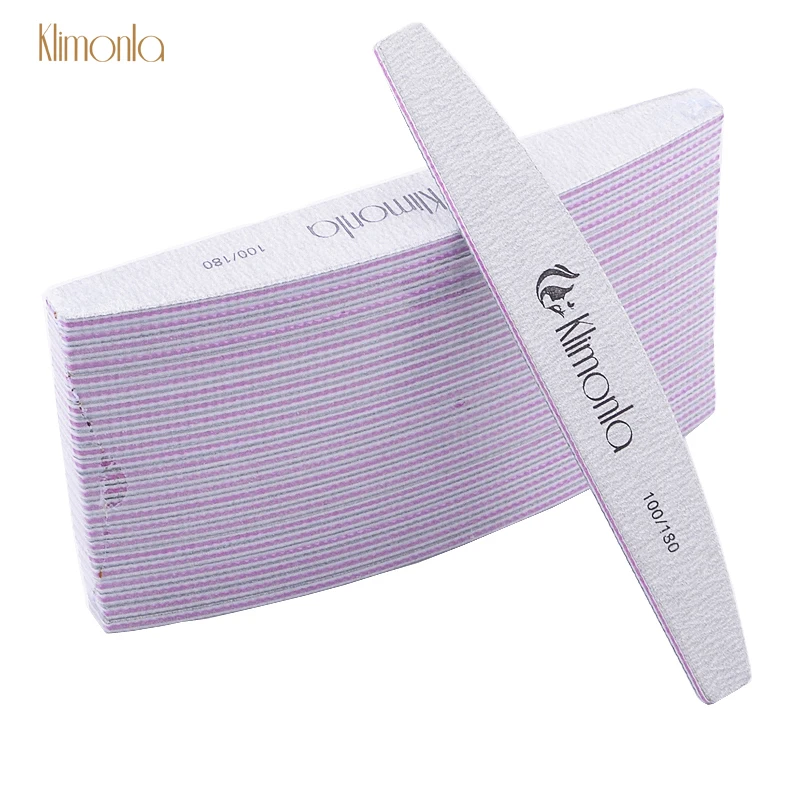 

50Pcs/Lot Klimonla Grey Nail File 100/180 Grit Sanding Nail Art Buffer Block Files Manicure Nails Dead Skin Cuticle Remover Tool