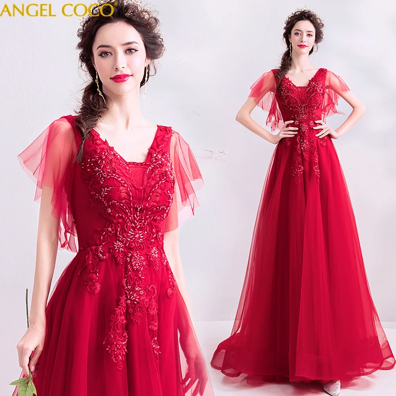 

Pretty Red Maternity Evening Dresses Beaded 3D Flower A line Tulle Prom Formal Floor Length Gowns Abendkleider Pregnancy Clothes