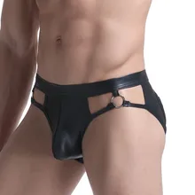 Мужские сексуальные трусики бандаж из искусственной кожи g string с открытой промежностью сексуальное нижнее белье d90823