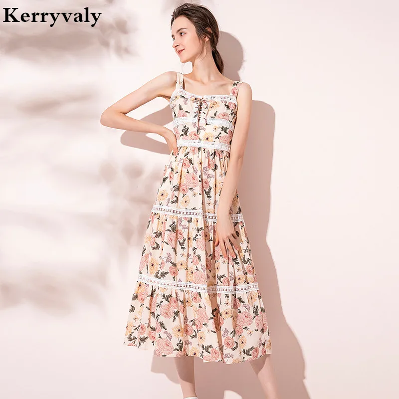 

Robe Vintage Chiffon Off Shoulder Strapless Sexy Dress Vestidos Mujer Verano 2020 High Waist Floral Print Panel Lace Dress K6918
