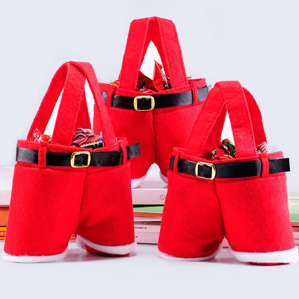 New Merry Christmas Santa Wine Bottle Bag Candy Chocolate Santa Claus Pants Trousers Gift Bags Package Christmas Decor