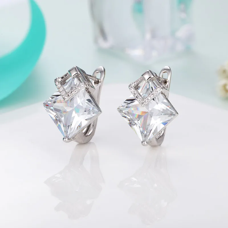 8-silver Женские большие серьги-гвоздики MAIKALE, геометрические серьги золотистого/серебристого цвета с квадратным фианитом, модные ювелирные изделия - Окраска металла: 8-silver