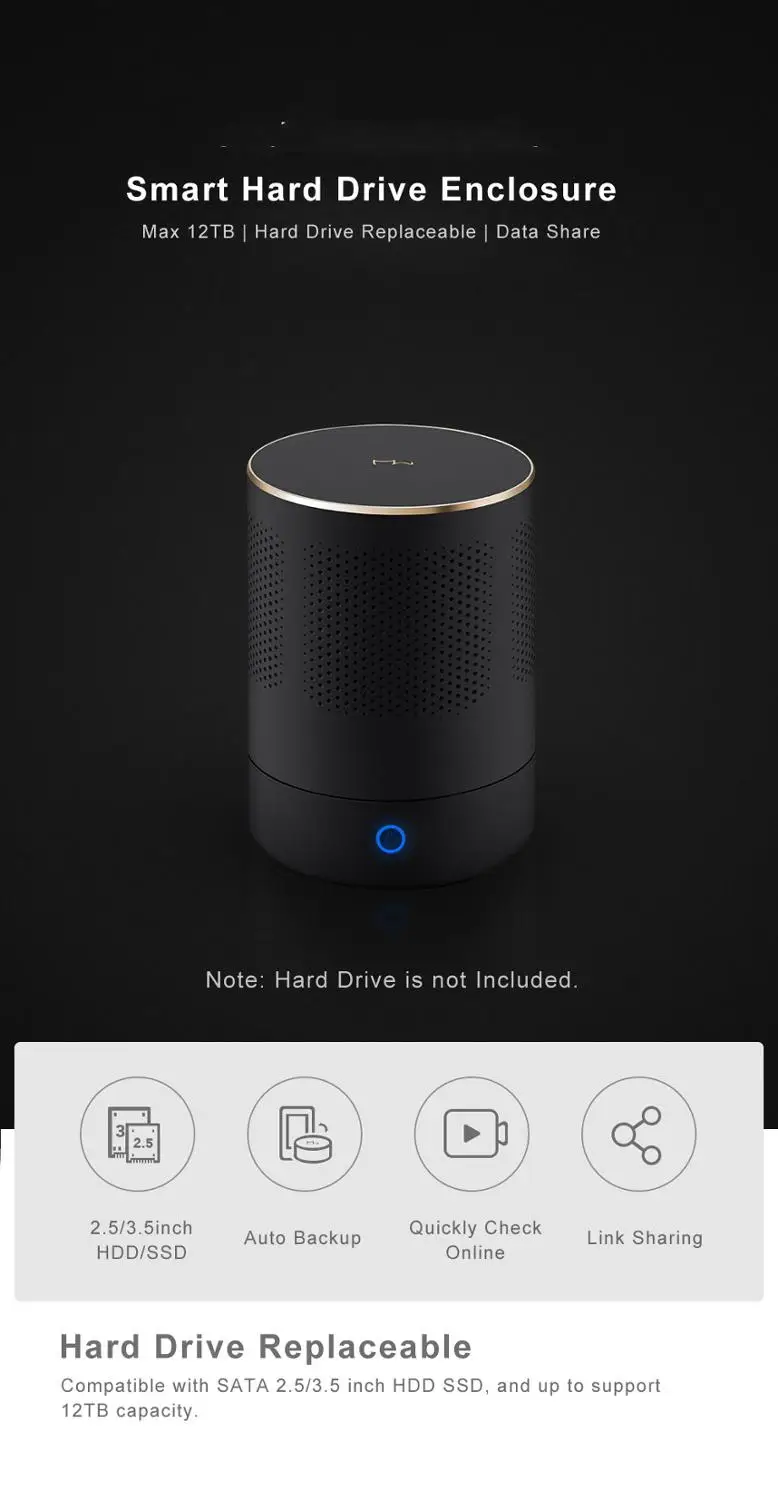 Xiaomi Heiluo CatDrive Plus общий умный сменный жесткий диск 512 Мб DDR3L для обмена фотографиями файлов Макс 12 ТБ без жесткого диска