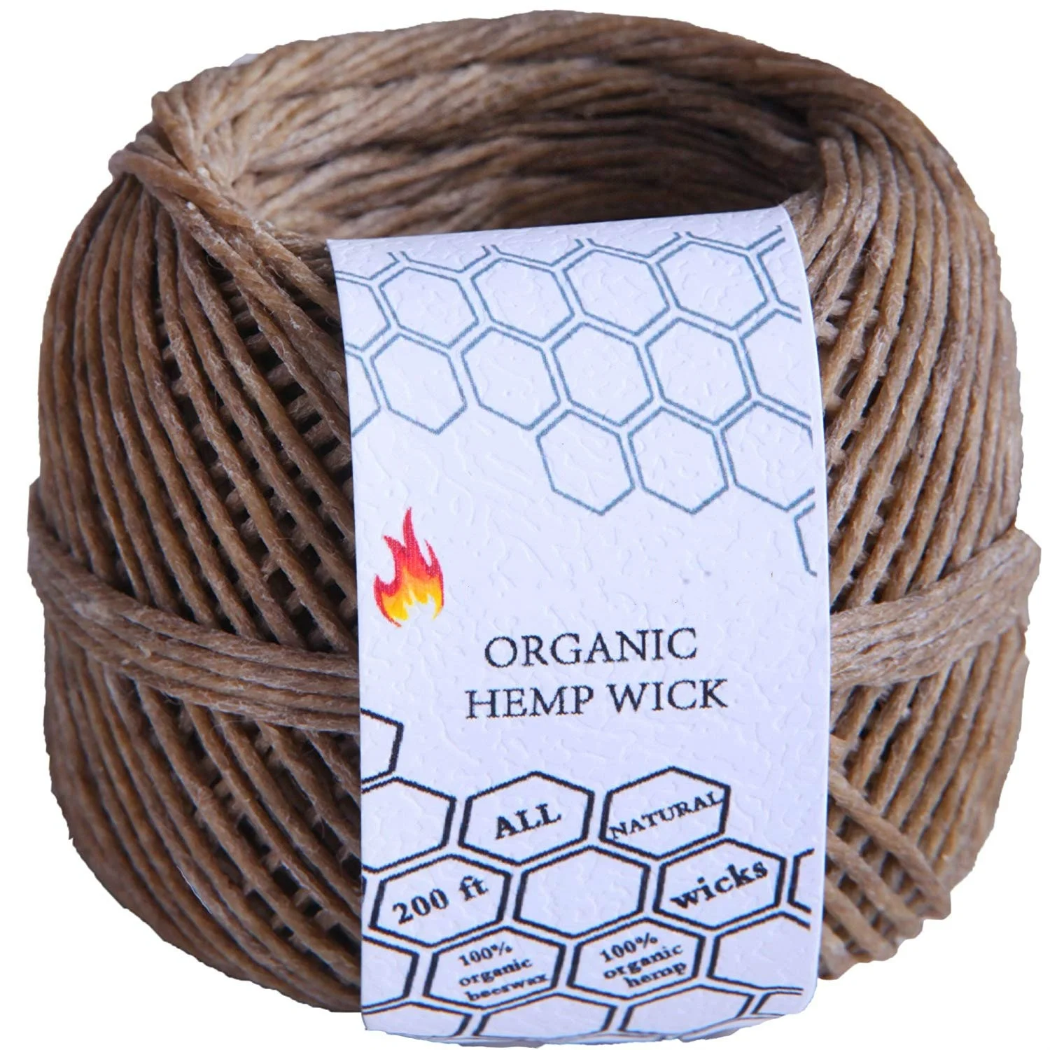 100% Organic Hemp Wick 200 FT Spool Well Coated with Natural Beeswax-Standard Size(1.0mm) 5
