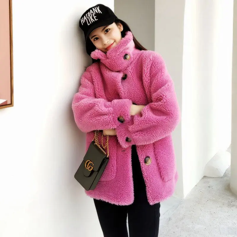 Heydress зимняя оторочка из овечьей шерсти куртка Женский белый гранулированный шерсть утепленная теплая Женская одежда свободный карман пальто