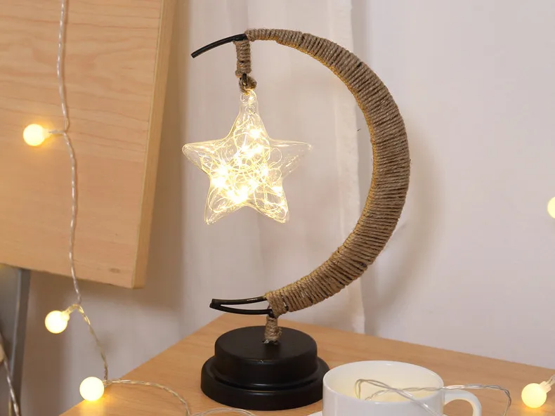 Светодиодный ночник креативная кованая железная веревка кронштейн в форме яблока лампа настольная лампа с USB для Рождественского украшения подарок для детей