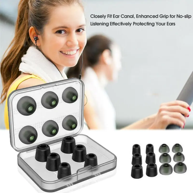 3 Pairs Noise Isolating Memory Foam Tips 3 Pairs Silicone Earbuds Ear