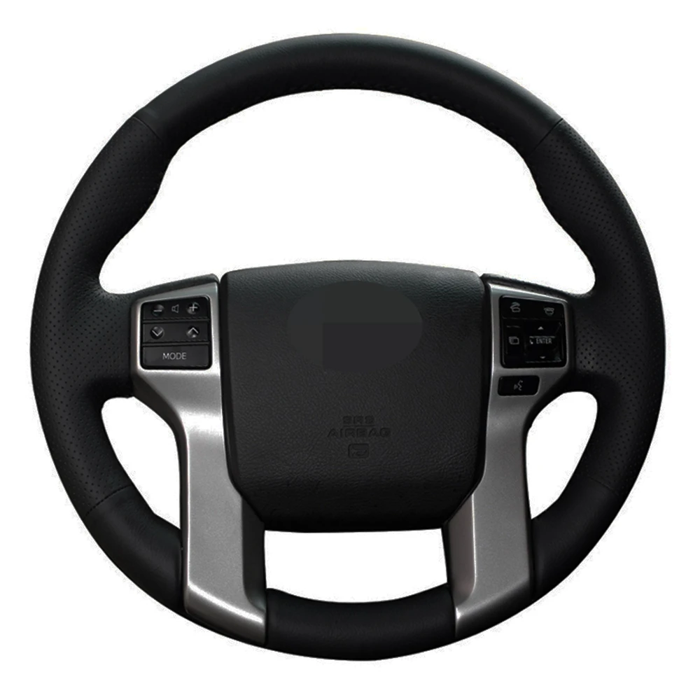 Car Steering Wheel Cover Diy Black Artificial Leather For Toyota Land
