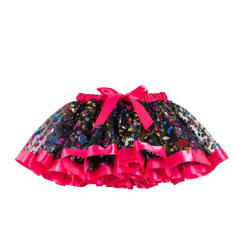 Children Girl Halloween 2pcs Clothes Sets Pumpkin Print Ruffle Tutu Skirt