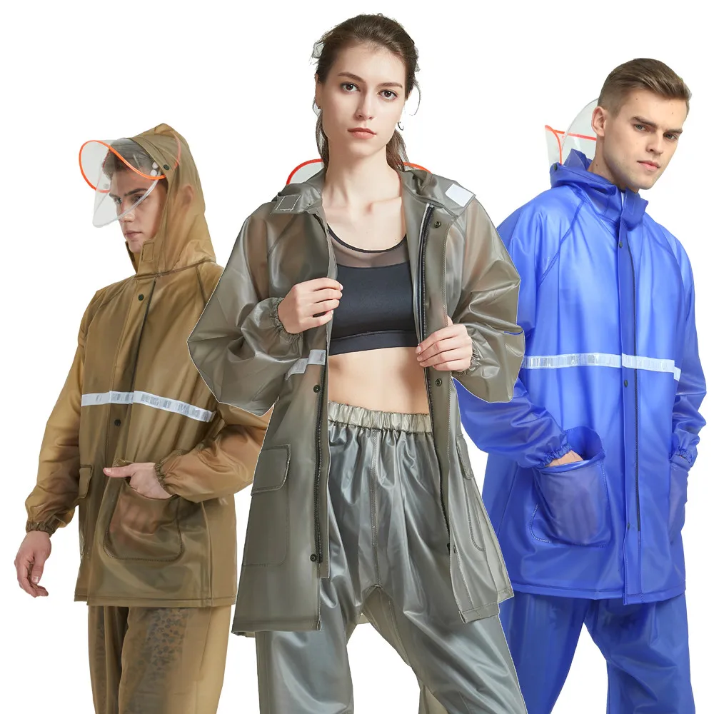 VILIERY Plastic Tendon RaincoatTransparent Rain Coat Women Men Waterproof Motorcycle Suit Thickened Double Brim SplitPoncho | Дом и сад