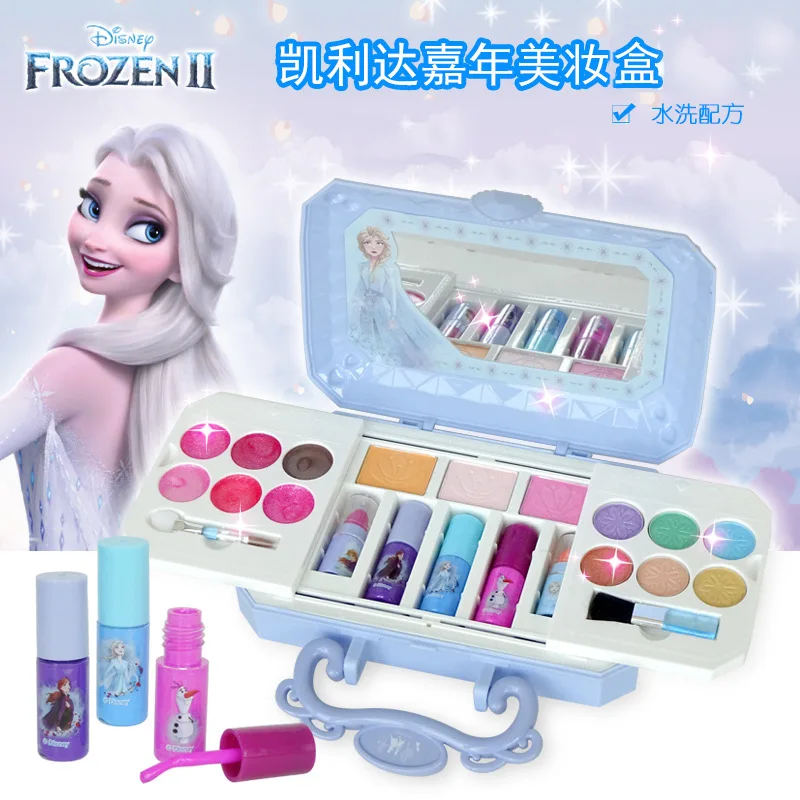 Disney Girls Frozen 2 Elsa Anna Cosmetics Beauty Make Up Set Toy Kids Snow White Princess Fashion Toys Play House Love Gift