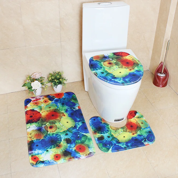 Colorful Flower Zeegle коврик для ванной с 3D цветочным принтом, коврик для ванной комнаты, Впитывающий Коврик для туалета, коврики для ванной комнаты, Нескользящие коврики для ванной, коврик для душа - Цвет: Colorful Flower