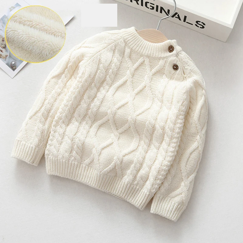 Baby Kids Sweater Pure Autumn Winter Boy Girl Kid Thicken Knitted Bottoming Turtleneck Warm Parkas Velvet Pullover Sweater