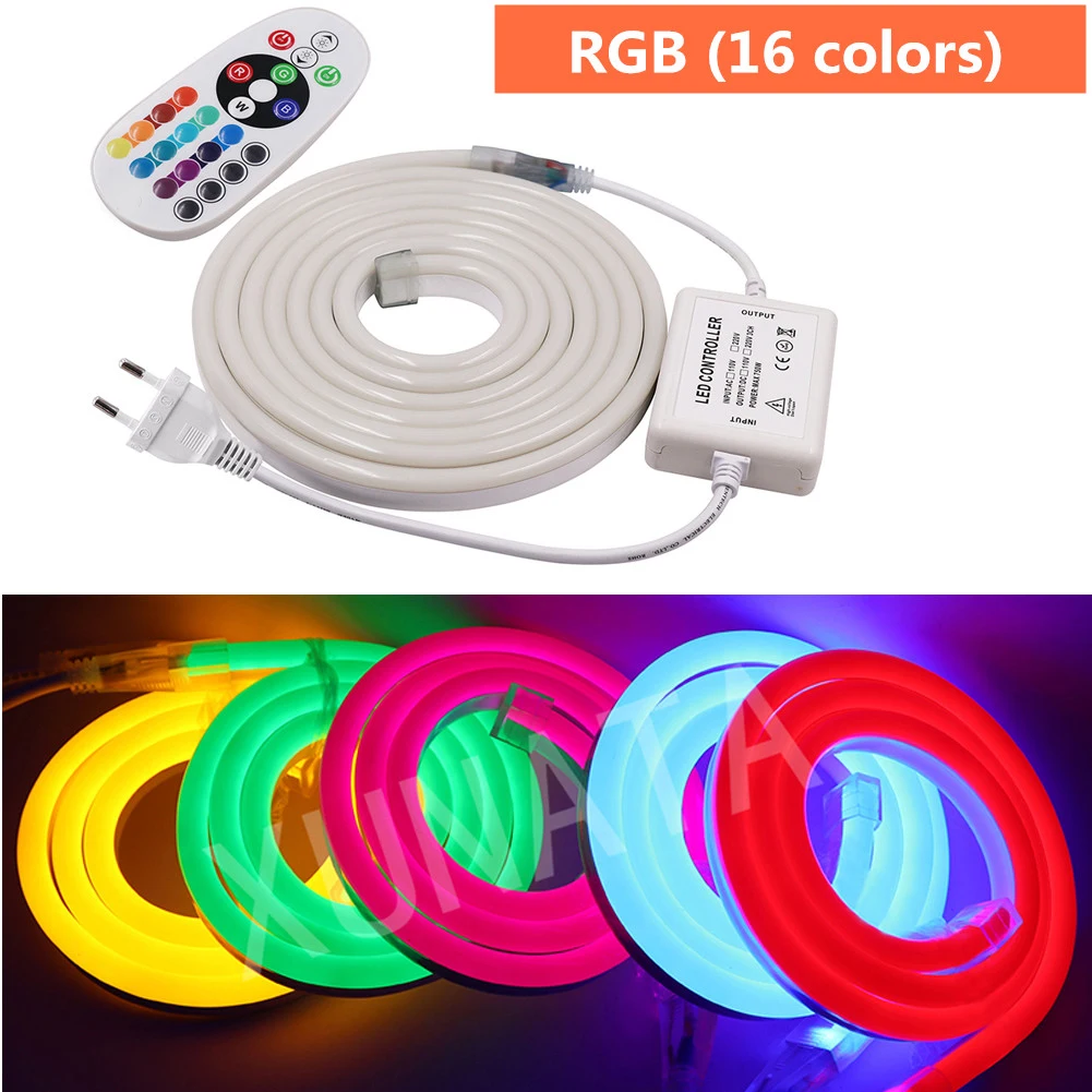 220V RGB неоновые полосы ленты гибкий светодиодный неоновая вывеска для организаций и магазинов Ночной светильник лампа 2835 5050 120 светодиодный s/m Светодиодные ленты красного, зеленого и синего цвета