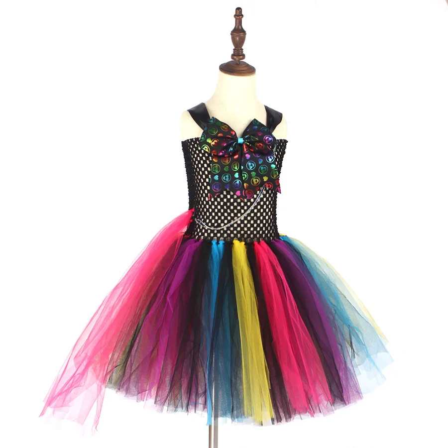Colorful Mad Hatter Inspired Girls Tutu Dress with Headband Alice Wonderland Halloween Costume Children Carnival Party Dress (11)