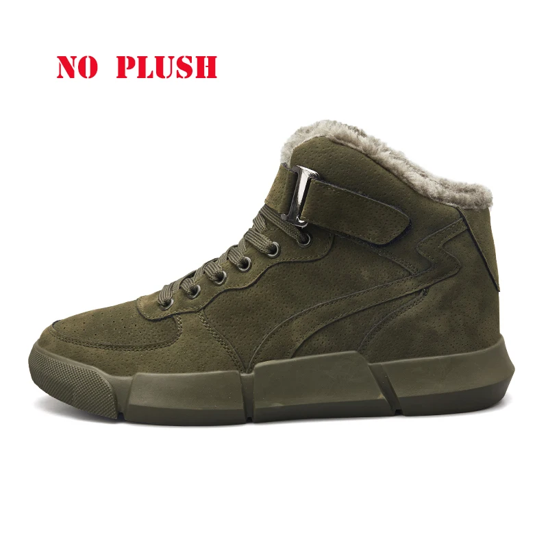 green Ins/Лидер продаж; мужские ботинки с высоким берцем; chaussure homme; Теплая мужская обувь на меху; кожаные ботильоны; кожаные ботинки из свиной замши; Мужская нескользящая обувь - Цвет: green