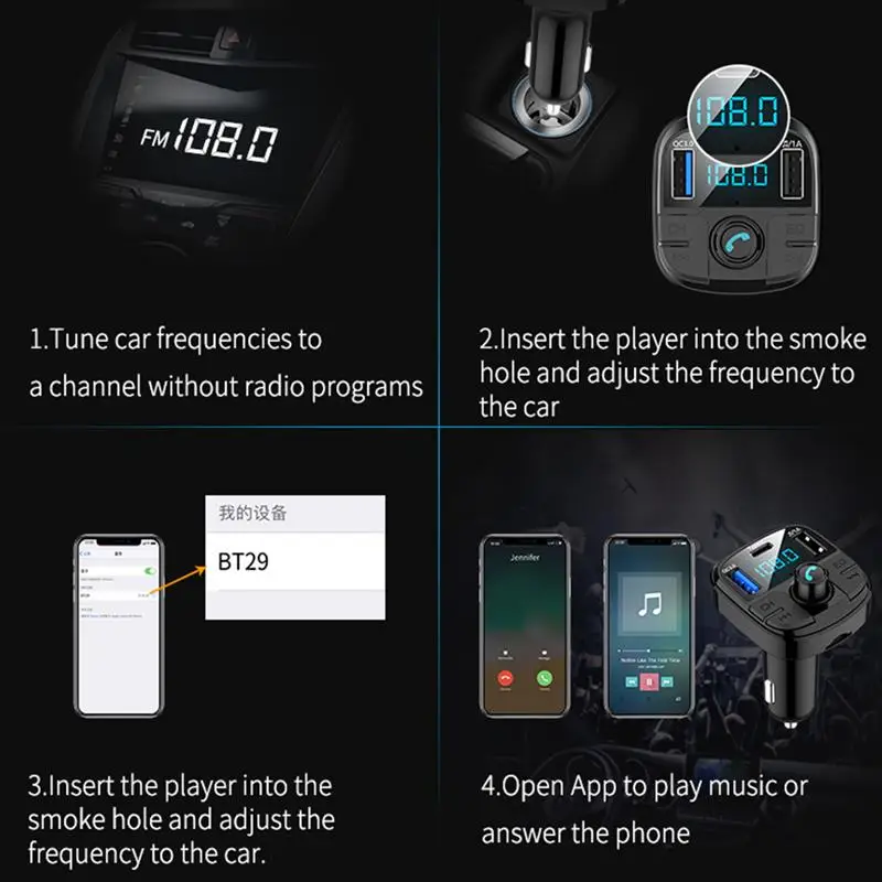 Onever Bluetooth 5,0 fm-передатчик QC3.0 автомобильный комплект MP3 модулятор быстрой зарядки автомобильное зарядное устройство двойной USB стабильный автомобильный аксессуар