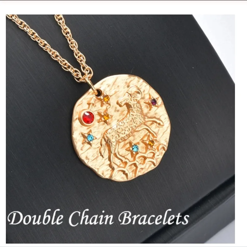

12 Constellation Disc Crystal Bracelet For Women Men Chain Bracelet Charm Bracelets Couple Jewelry Accessories Christmas Gifts