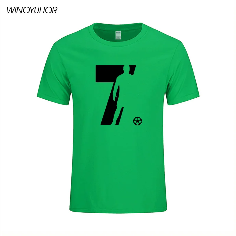 Новая мода, Криштиано Роналду, футболки, мужские летние с коротким рукавом, хлопковые топы, мужские CR7, футболка, Барселона, футболка «футболист» - Цвет: Green