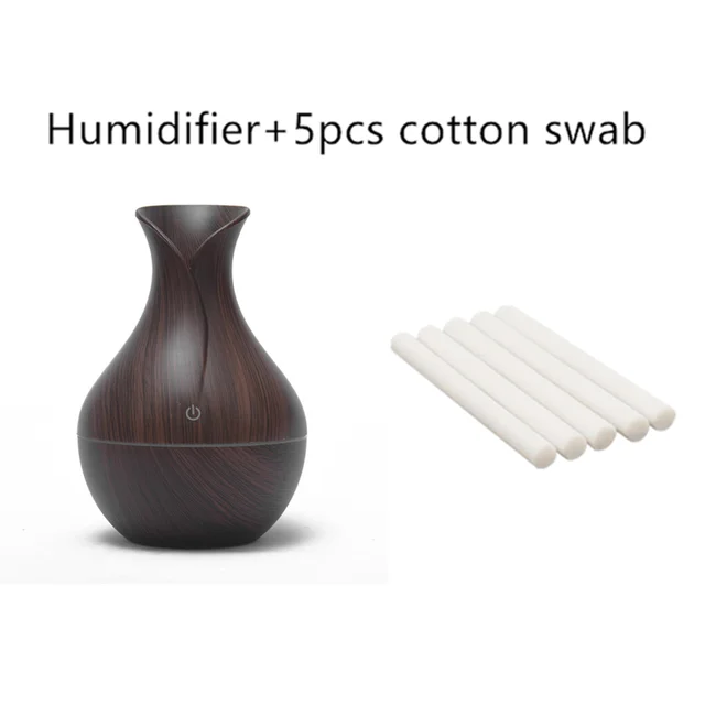 Mini Electric Air Humidifier USB Ultrasonic Aroma Essential Oil Diffuser Wood Grain Cool Mist Maker LED Light For Home Office S5