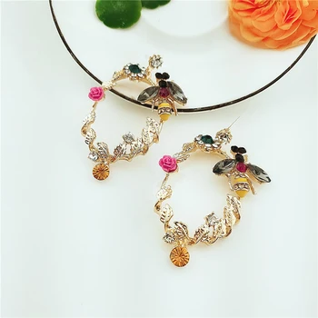 

Womens Rhinestone Crystal Flower Insect Hair Clip Stud Earrings Jewelry Set