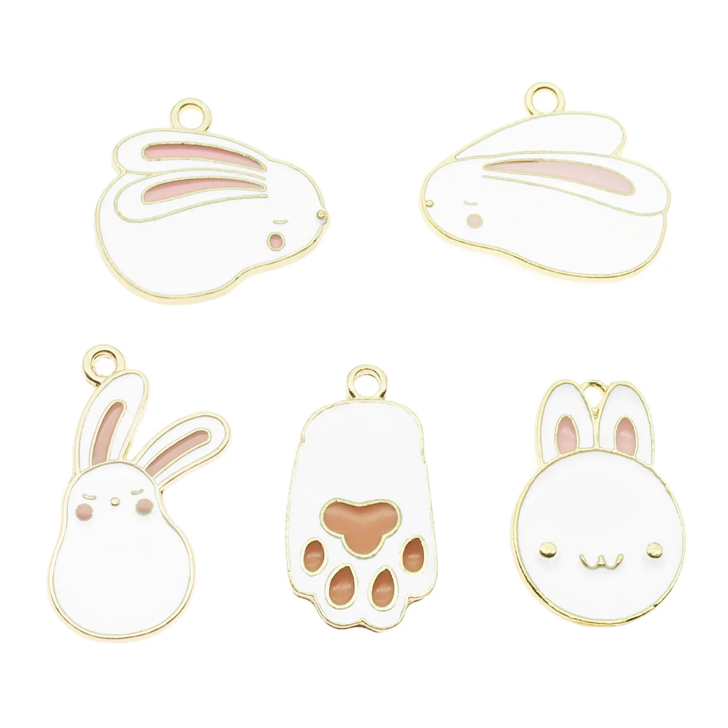 

10pcs Classic Charm Bunny Enamel Charms for Pink Earring Drop Oil Drop Animal Rabbit Tag for Jewelry DIY Accessories Pendant