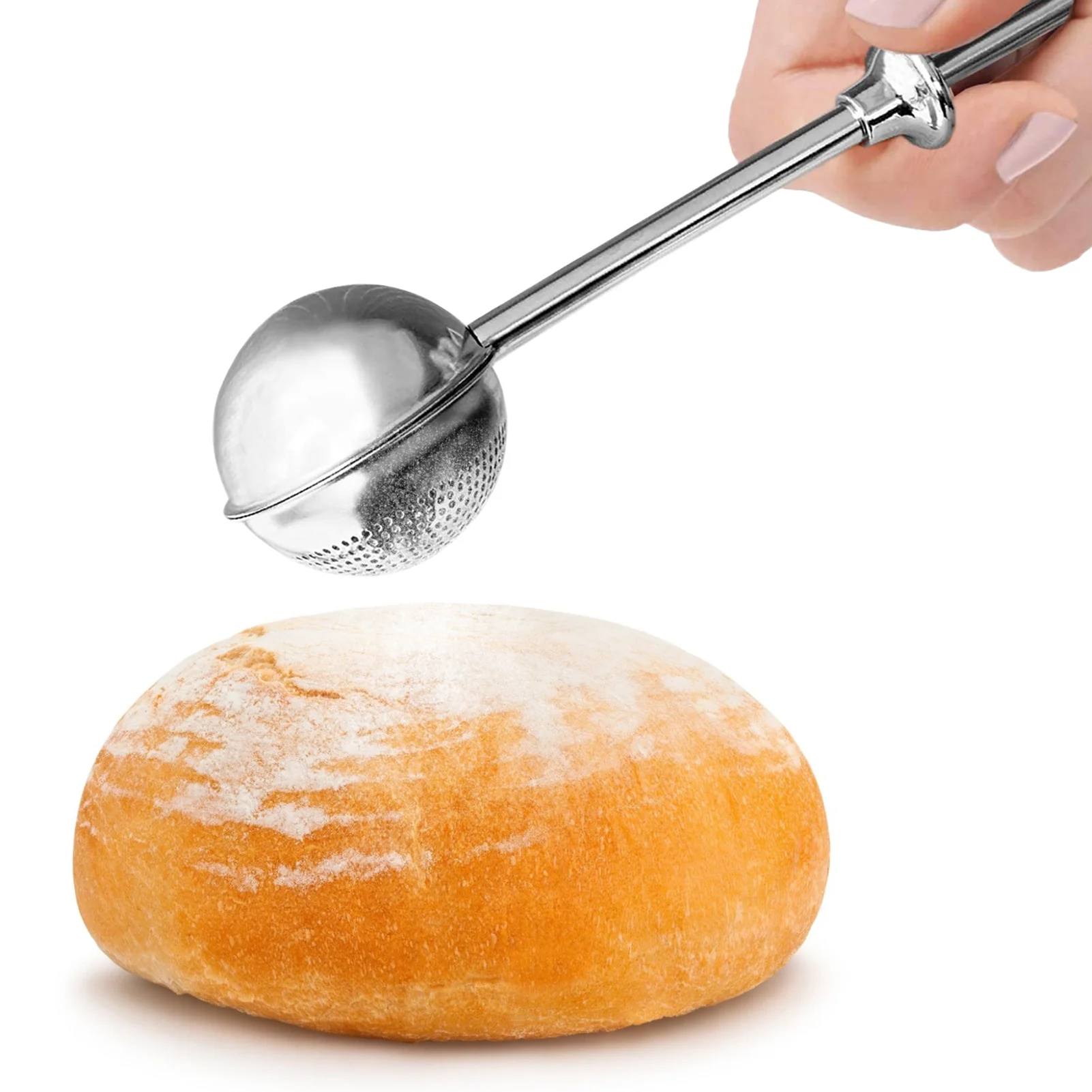Stainless Steel Durable Flour Dusting Wand Sifter Duster With Lid Powdered Sugar Shaker