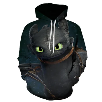 

Cloudstyle Movie How To Train Your Dragon Hoodies Male Hip Hop Anime Sweatshirts 3D Print Toothless Pullovers Funny Unisex Hoody