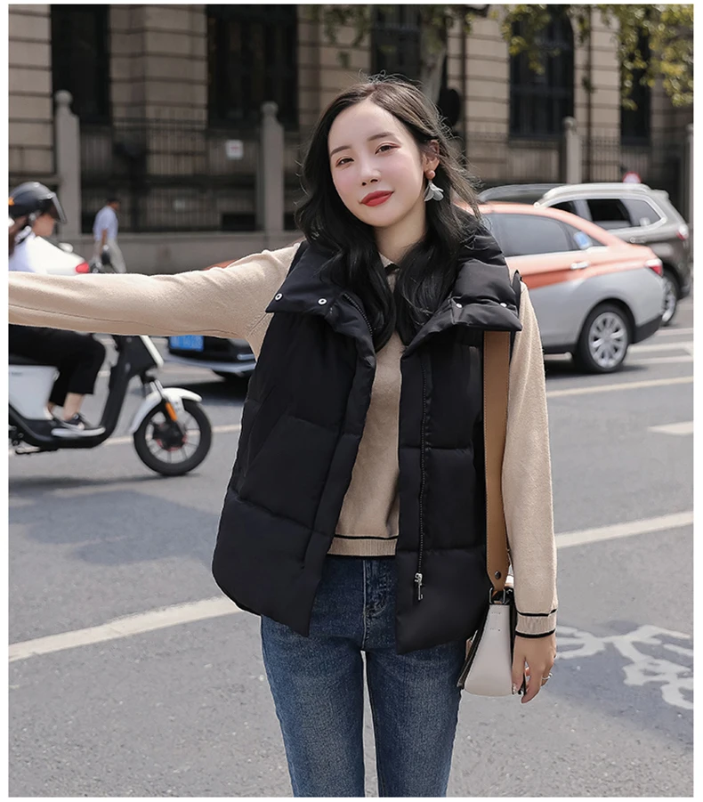 Autumn Winter Women Vest waistcoat Thick warm sleeveless vest Casual solid thick waistcoat