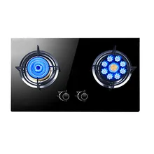 Bulit-in варочные плиты газа природного газа/сжиженного газа с двойной плитой из закаленного стекла panel100% медь пожарная крышка ручки управления