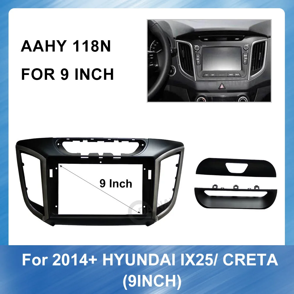 9 Inch Car Radio Kit Frame Fascia Dash Trim for Hyundai IX25 Creta 2014 Stereo Panel Mount Installation 2 Din | Автомобили и