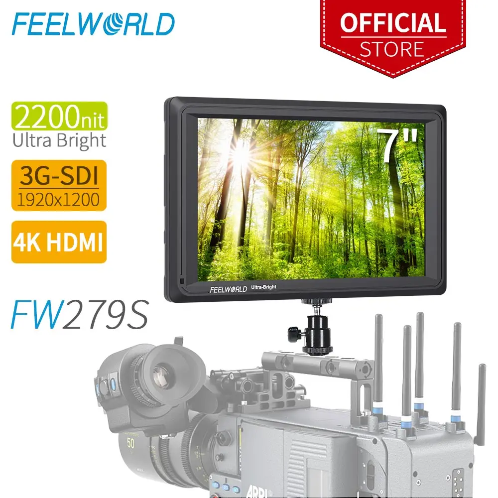 FEELWORLD FW279S 7 дюймов 2200nit дневной свет видимый 3G-SDI мини HDMI на камеру DSLR полевой монитор 4K HDMI 1920X1200 для наружного использования