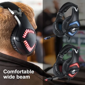 

LED Light Wired Headphone Gaming Headset Bass Volume Control Smart Phone PC Laptop Noise Cancelling With Mic Tablet For PS4