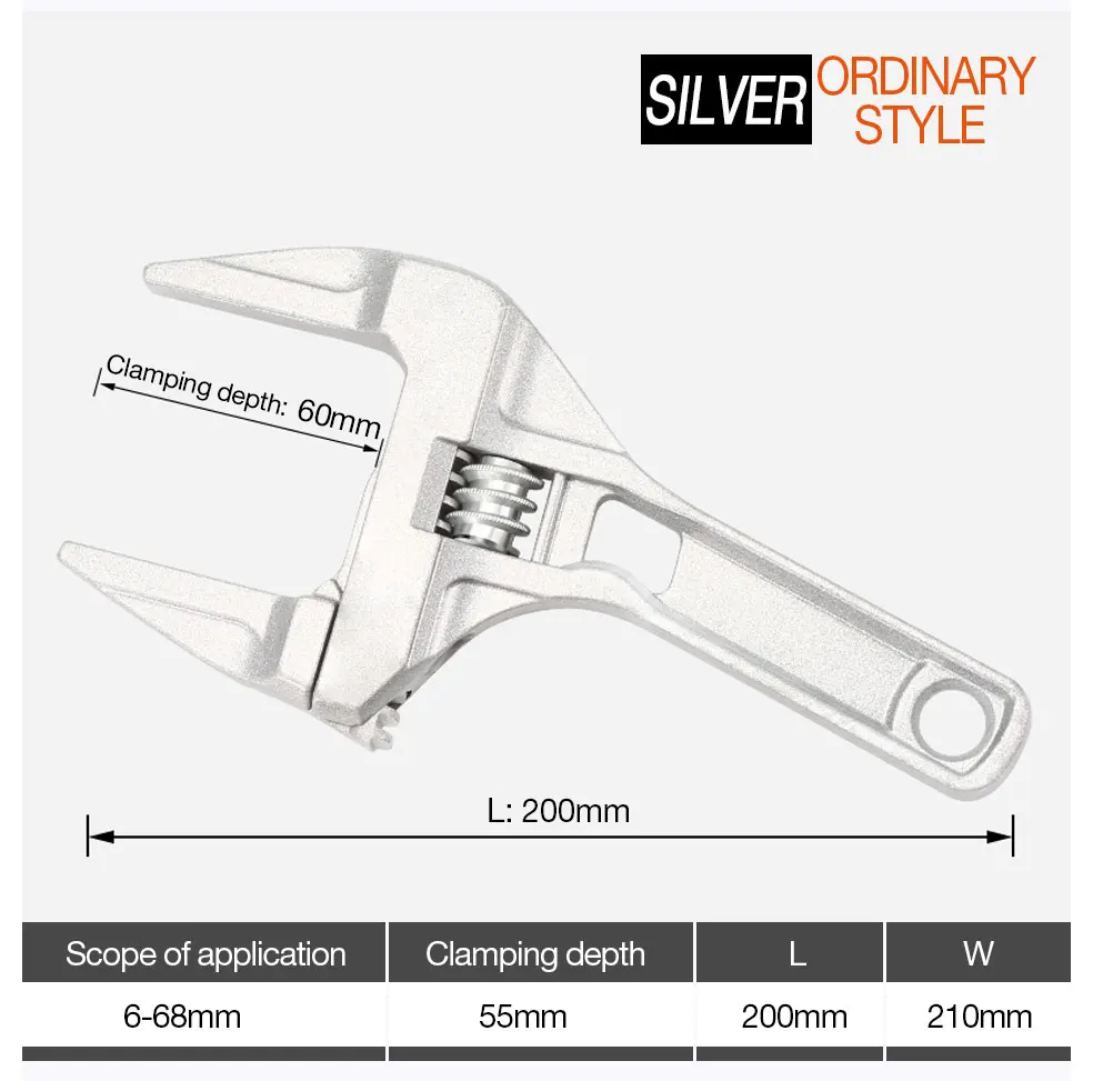 1 шт. Универсальный защелкивающийся ключ алюминиевый большой открывающийся Регулируемый Противоскользящий экономный крутящий момент гаечный ключ инструменты для ремонта ванной комнаты