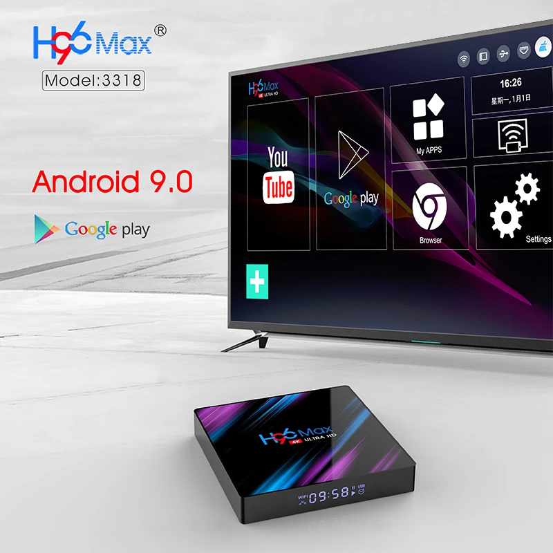 H96 MAX 3318 Smart tv Box 4K Wifi Netflix телеприставка медиаплеер Google голосовой помощник с ram 2G 4G rom 16G 3 2G 64G Android 9,0