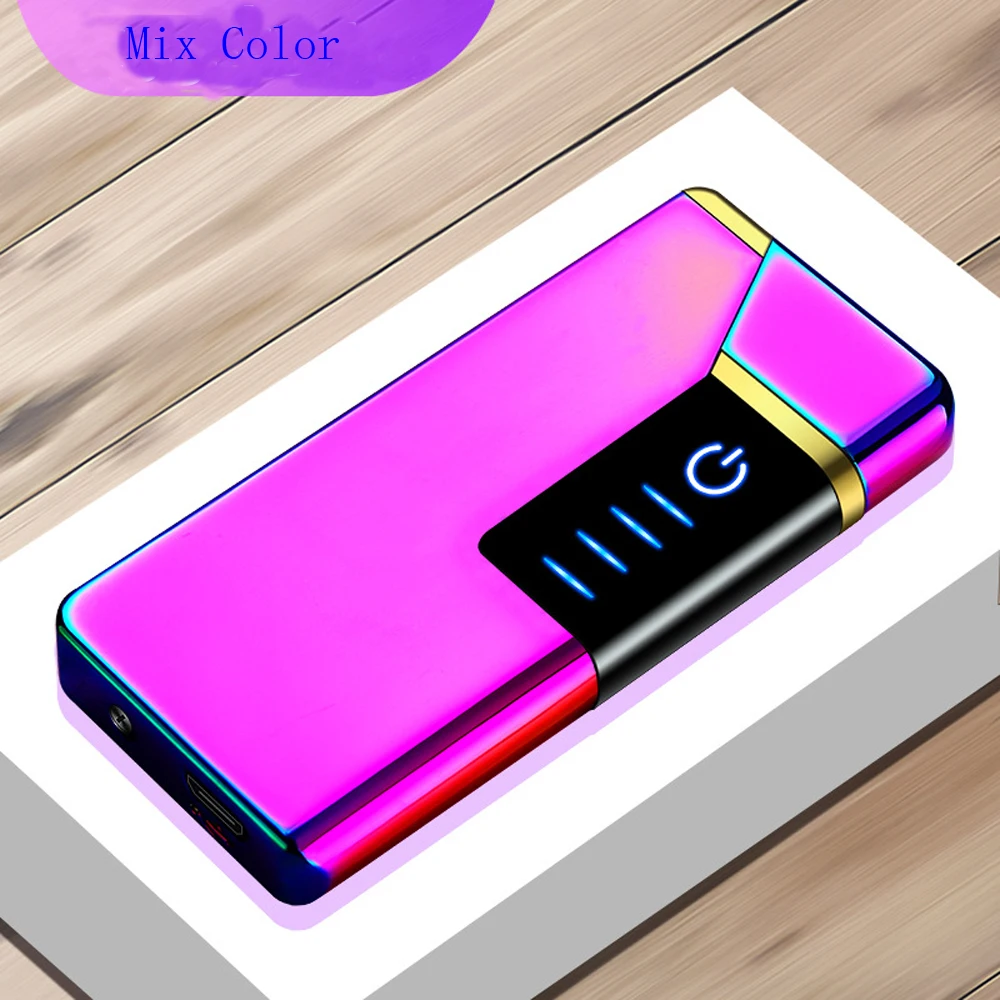 USB Touch двойная дуга Индукционная Зажигалка перезаряжаемая зарядка ветрозащитная креативная Электронная зажигалка для подарка - Цвет: Color
