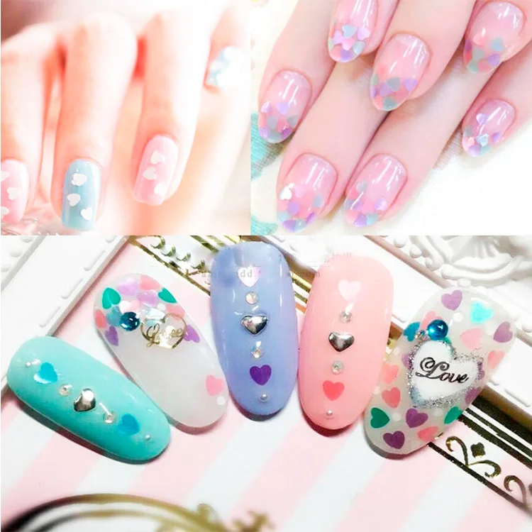 Модные блёстки для ногтей 3 мм форма любящего сердца Сыпучие искусство маникюра