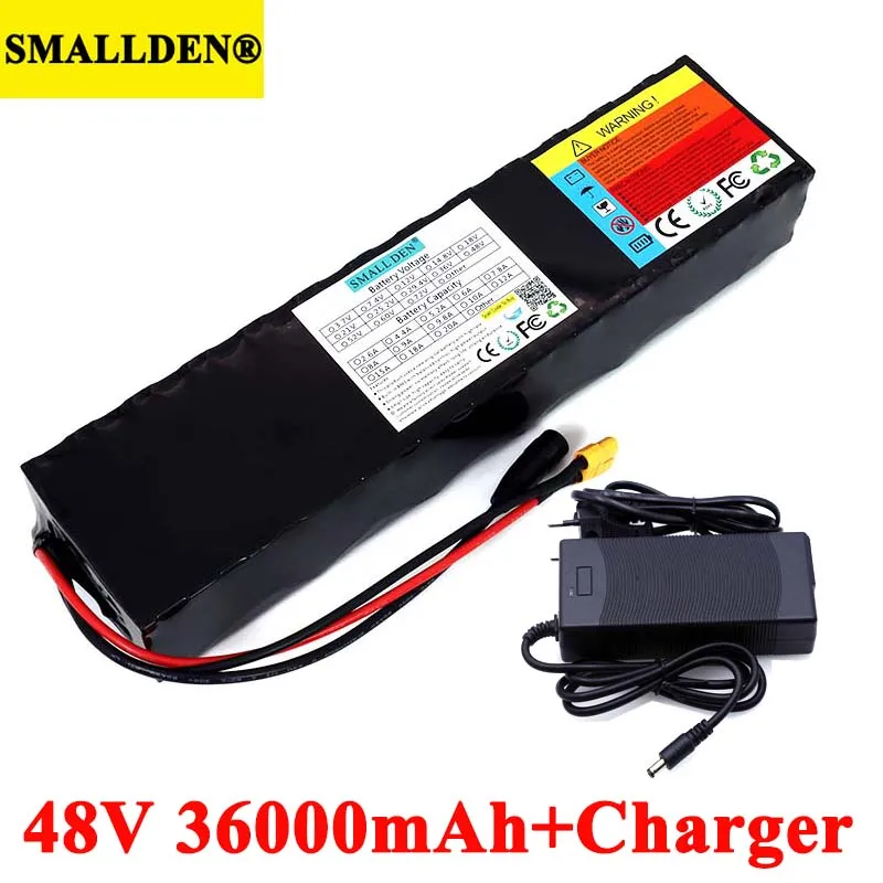 48V 36Ah E-bike Lithium ion Battery Pack 18650 36000mAh E-bicycle conversion kit 1000w and 54.6V Charger XT60 Plug