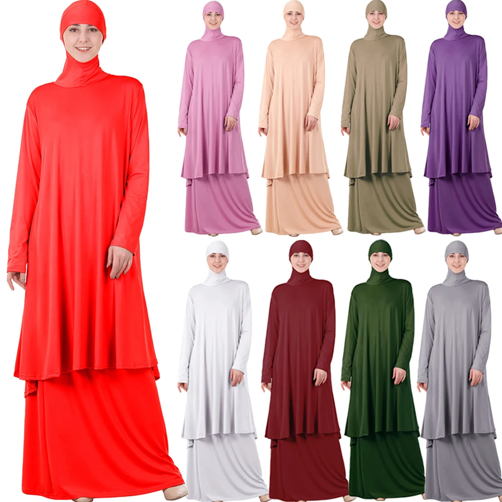 

Two-piece Prayer Islamic Muslim Women Dress Islamic Set Long Khimar Burqa Arab Skirt Jilbab Ramadan Outfit Middle East Suit New