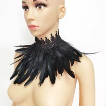 

Lace Feather Fake Collar Victorian Gothic Natural Feather Choker Neck Wrap Collar Cosplay Party Stage Performance Costume