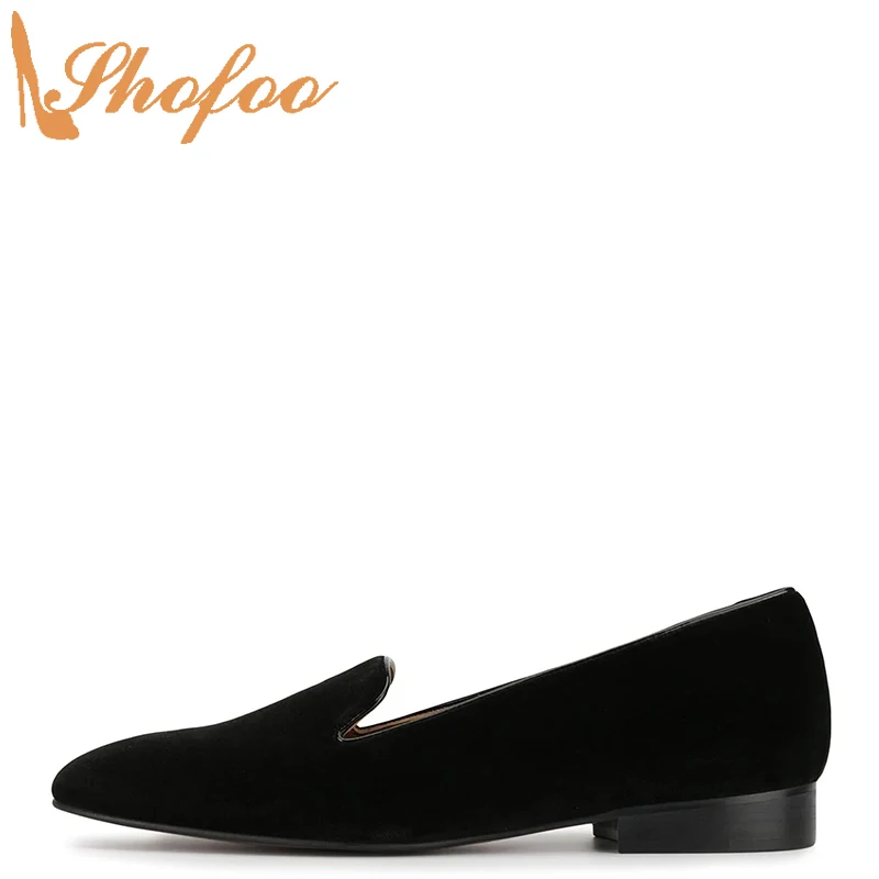 

Black Casual Women's Flats Round Toe Fashion Concise Adult Loafers Slip On Large Size 13 15 Summer Work Shoes For Ladies Shofoo
